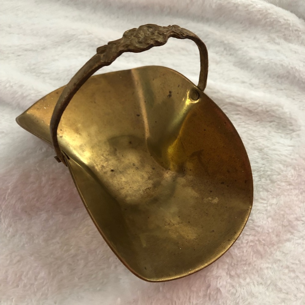 Vintage antique Brass Ashtray basket with Handle decorative collection
